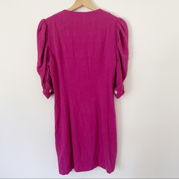 Ellie Mae Studios Fayette dress in magenta with puffy sleeves , size 4 - Picture 7 of 12